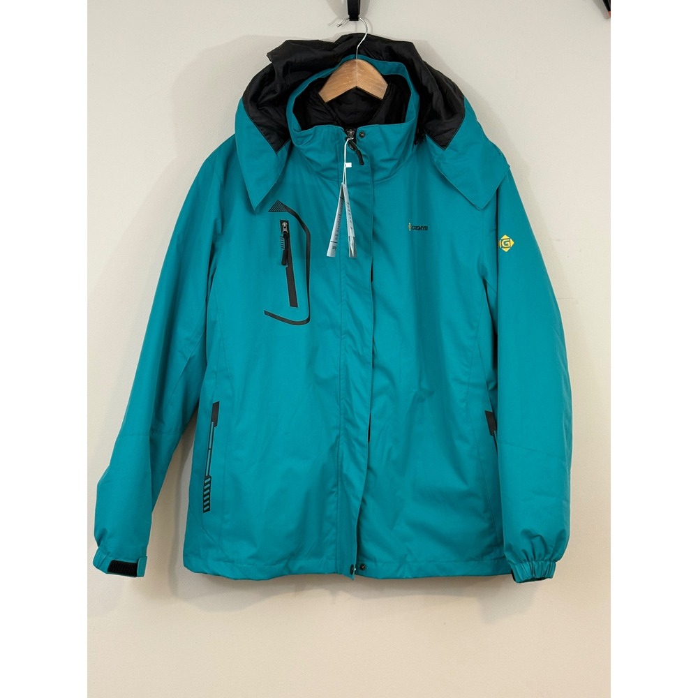 GEMYSE Focus On Ski Jacket 2X Women's Plus Size Jacket Teal Waterproof Insulated